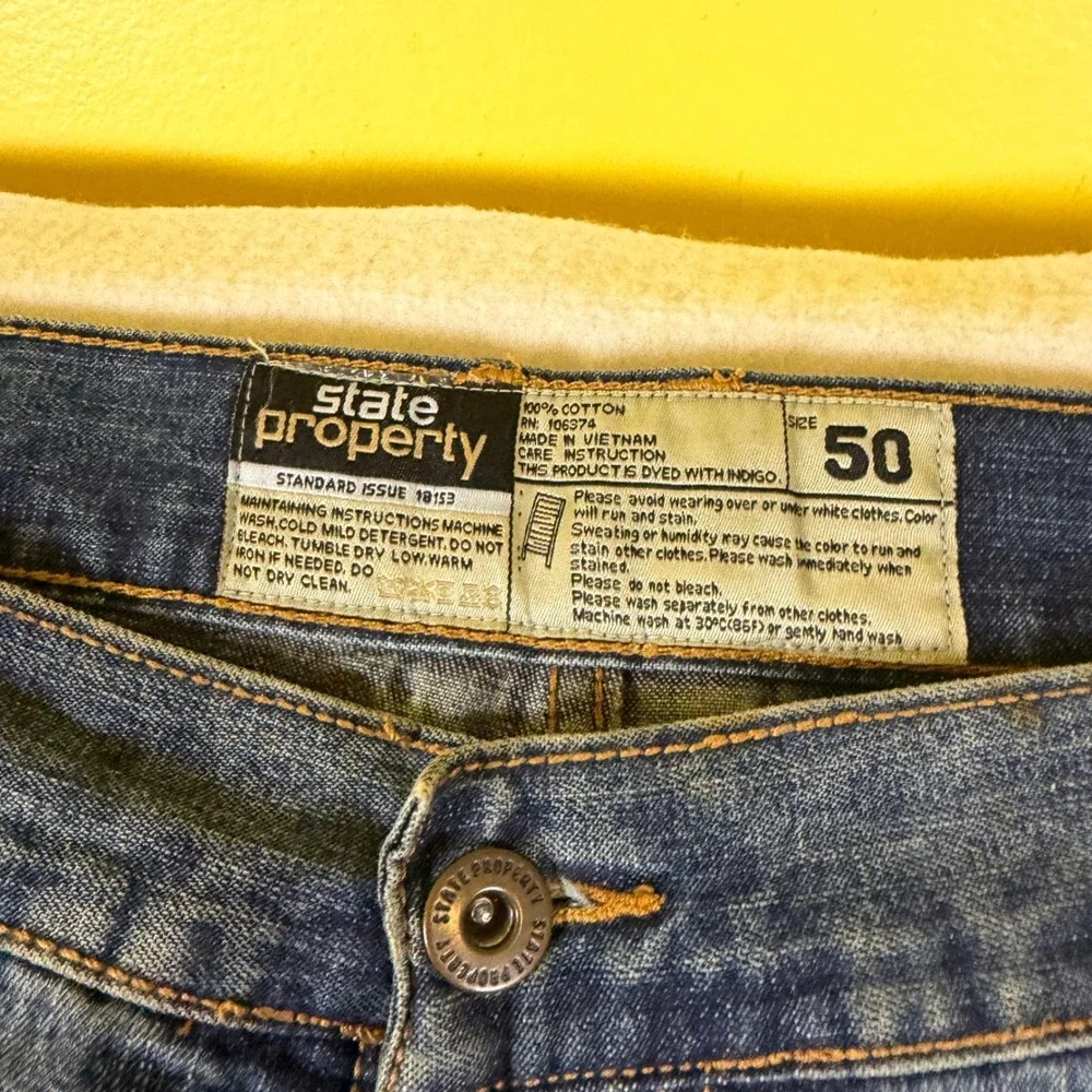 State Property Mens Size 50 Baggy Wide Leg Denim Jeans Blue Medium Wash 18153